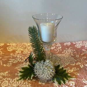 Glass Candleholder with White Votive